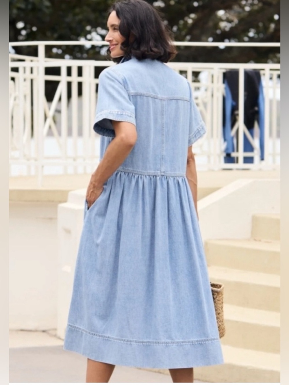 MAYE Montana Denim Shirtdress Size Large Light Flowy Cottage - Picture 2 of 11